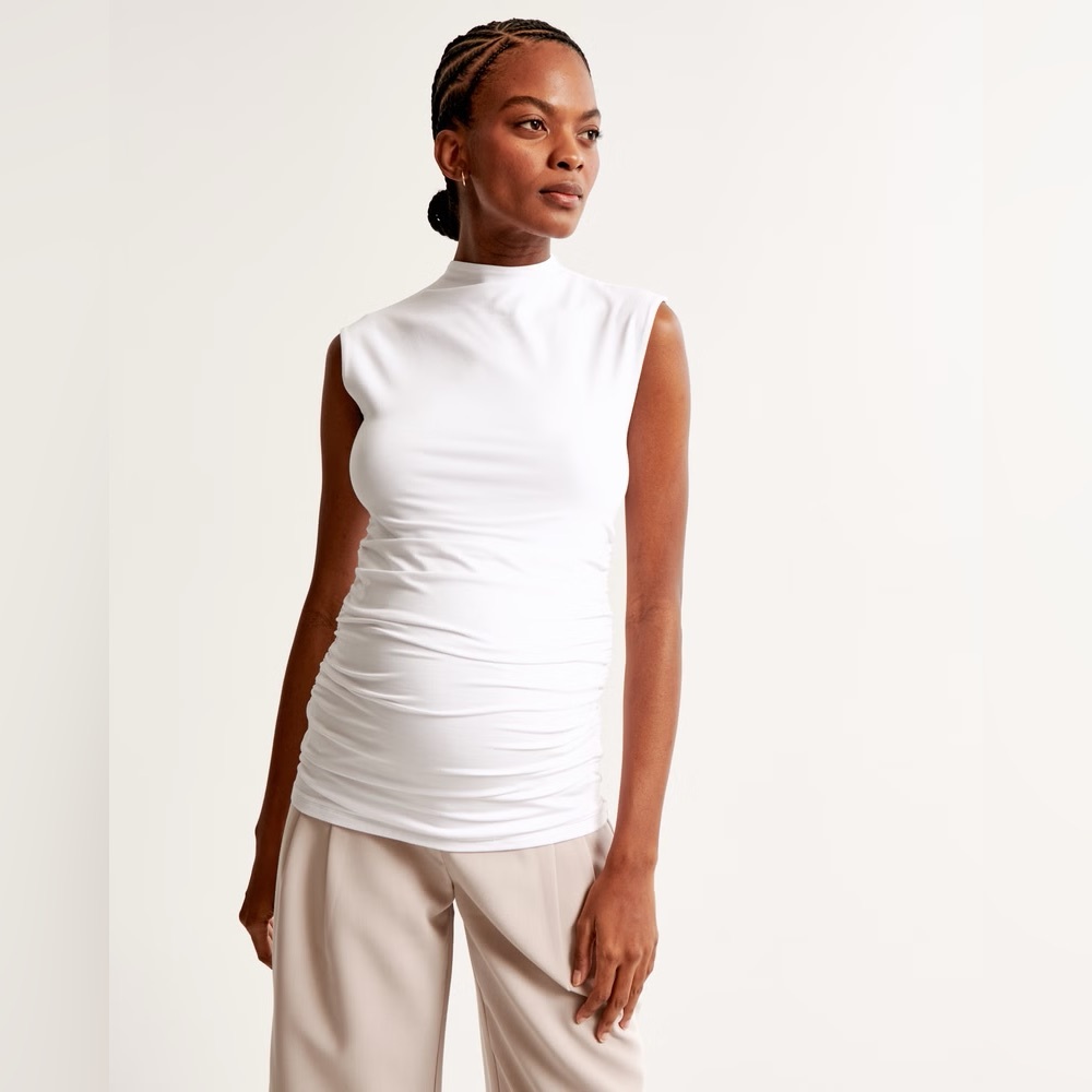 Abercrombie & Fitch White Paloma Ruched Maternity Top Size Small